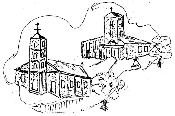 St. Clemens- und Johanniskirche als Strichzeichnung